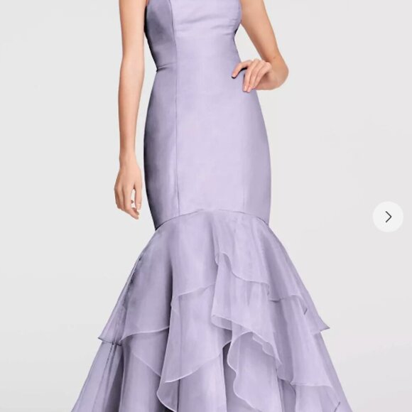 DAVIDS BRIDAL Strapless Mermaid Black Organza Ruffle Hem Wedding Bridal Dress 14 - Picture 9 of 10